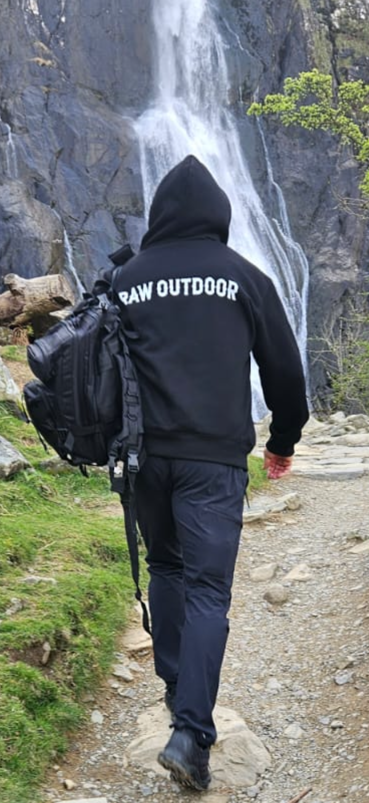 Raw Outdoors Black Hoodie mountain polar fleece lined