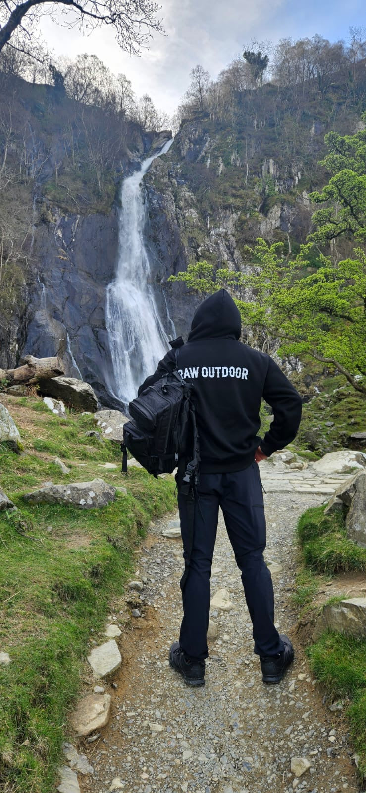 Raw Outdoors Black Hoodie mountain polar fleece lined