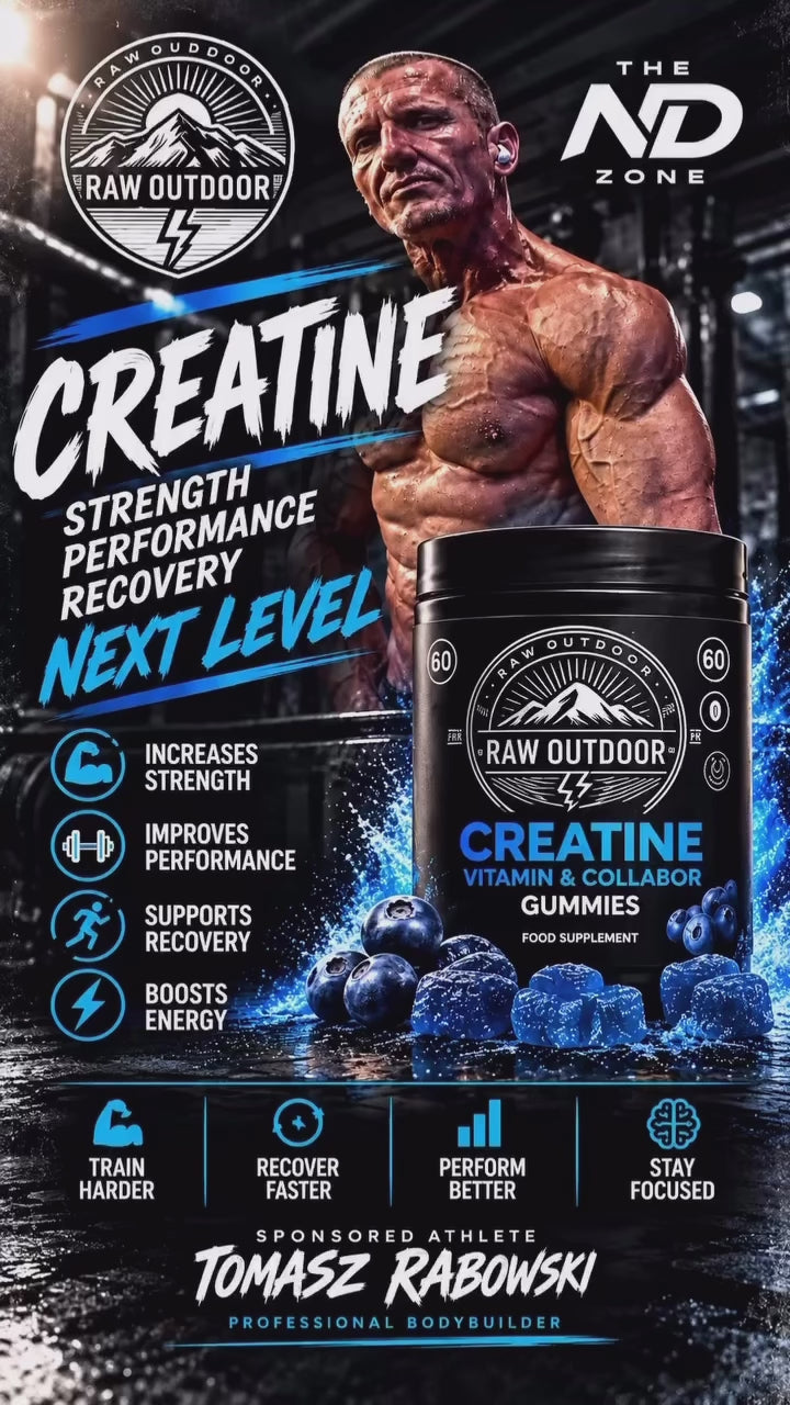 NEW! Workout Gummie creatine electrolytes exclusive new formula.5grams mono creatine.Raw outdoors nutrition collaborates with The ND.zone